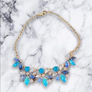 gold collar necklace brilliant blue